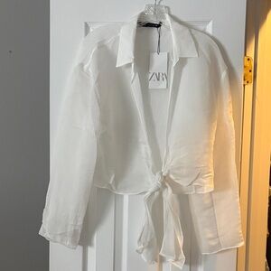 Zara women's tie front shirt NWT